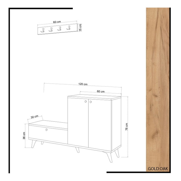 Hanah Home FİJEL Zapatero Roble y Blanco